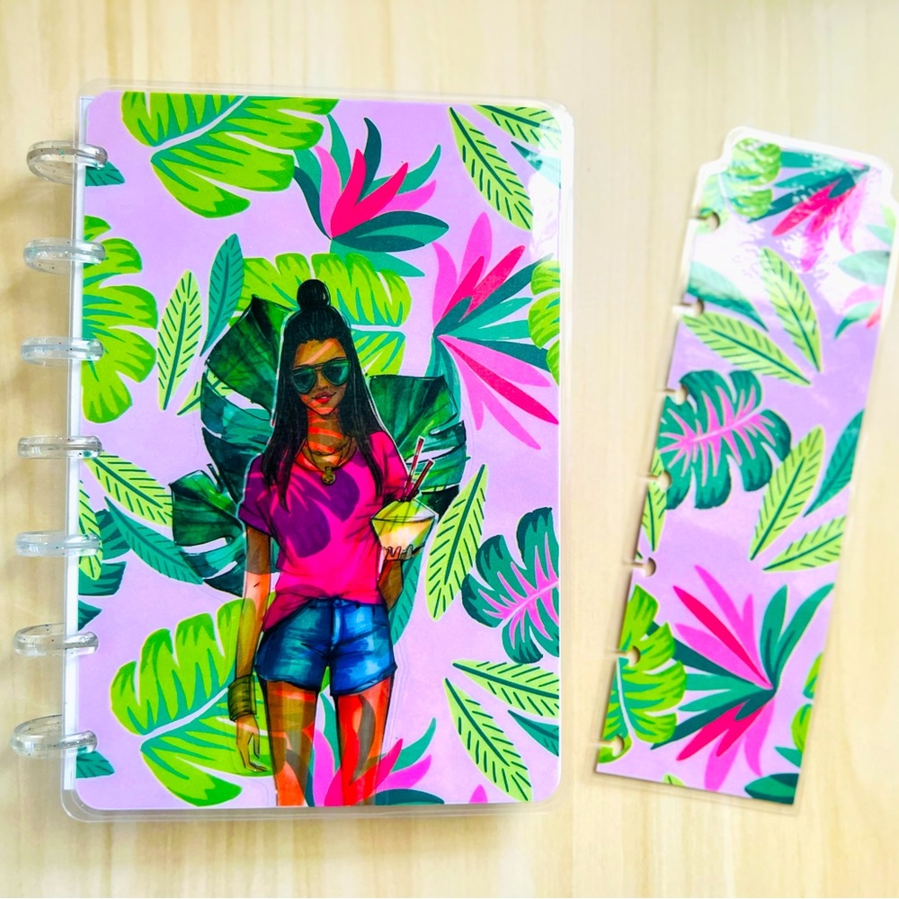Happy planner mini size tropical girl pineapple fruits weekly layout